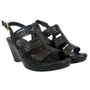 Vintage Flexi Black Wedge with Strappy Design 3” Heels Sandals
